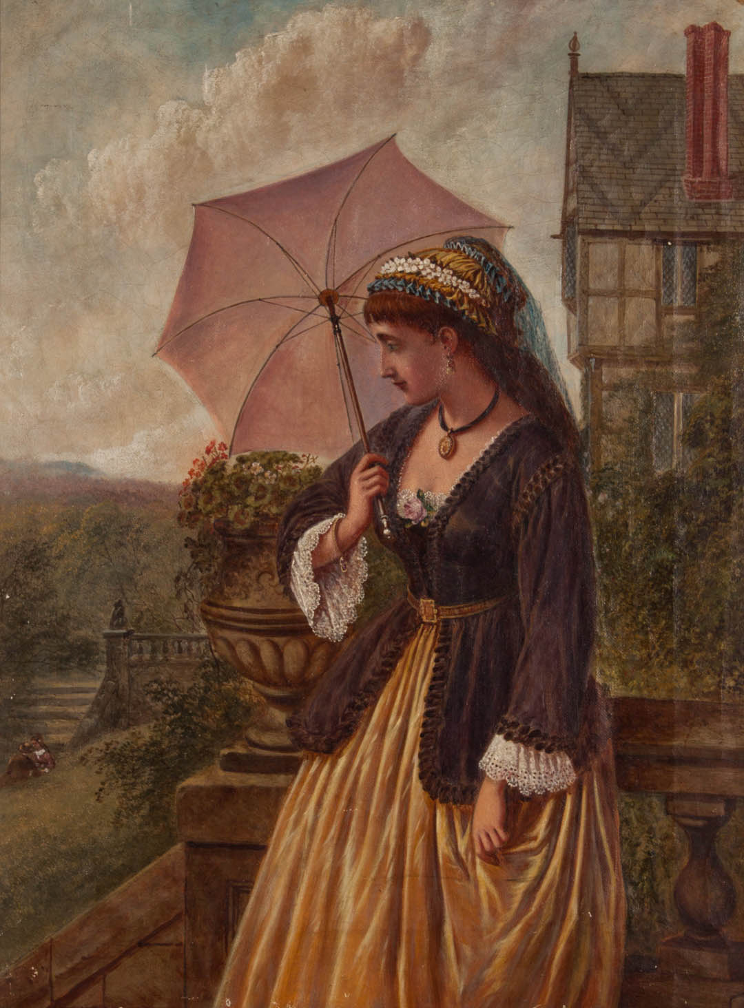 Appraisal: Late th Early th century Lady On Balcony oil Artist