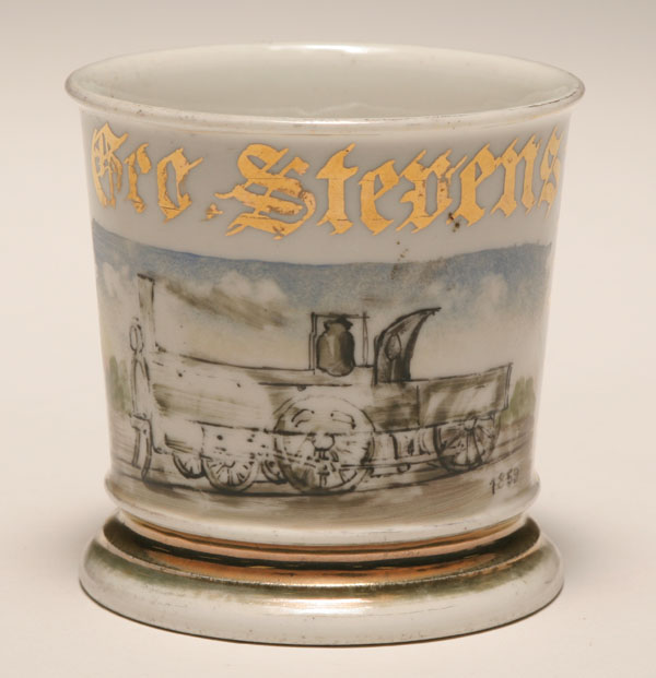 Appraisal: Occupational shaving mug locomotive train Gilt trim T V Good