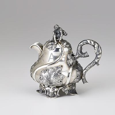 Appraisal: RUSSIAN JAPANESQUE SILVER JUG KHLEBNIKOV silver in the form of