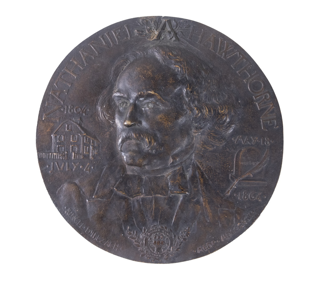 Appraisal: BRONZE ROUNDEL OF NATHANIEL HAWTHORNE FOR THE GROLIER CLUB NYC