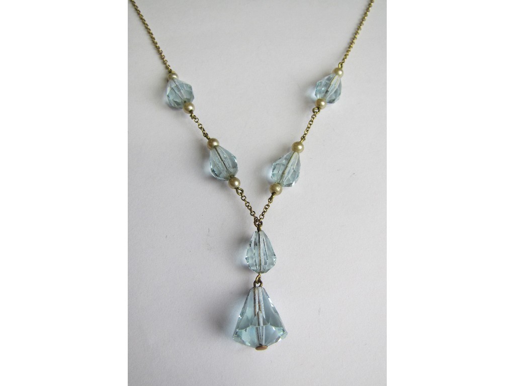 Appraisal: An Edwardian ct gold blue paste and pearl spacer necklace