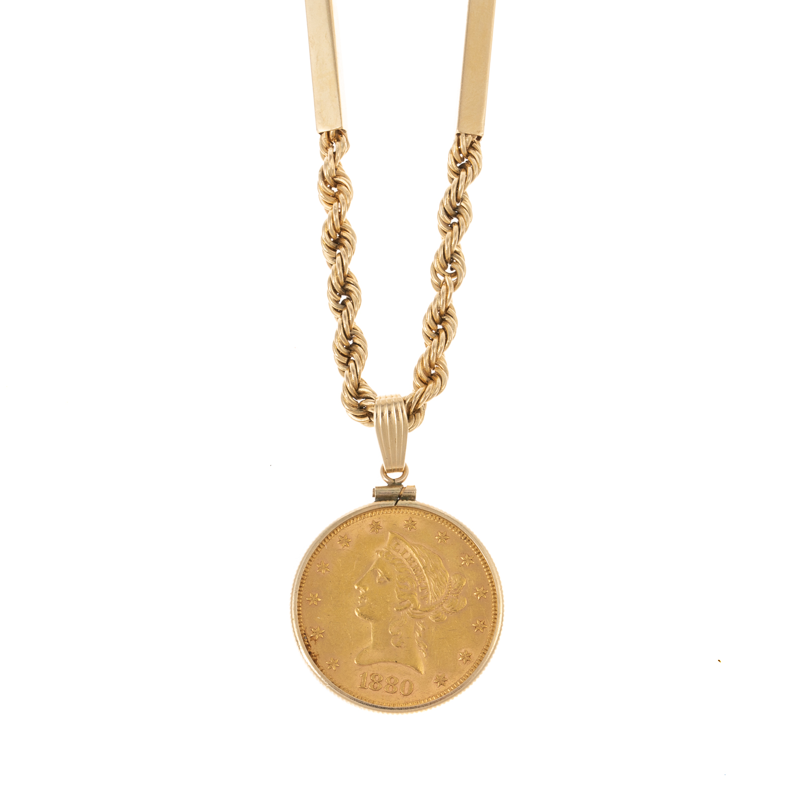 Appraisal: AN GOLD EAGLE COIN PENDANT ON K CHAIN gold eagle