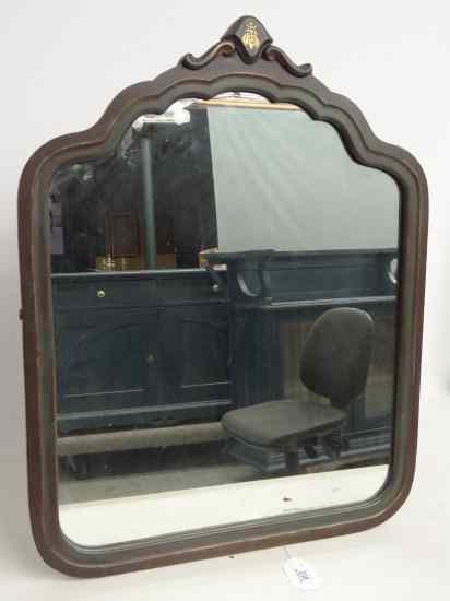 Appraisal: Vintage mirror with painted bug at top '' x ''