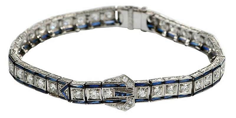 Appraisal: Art Deco Platinum Diamond Bracelet buckle design old European and