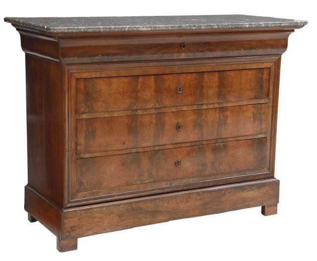 Appraisal: French Louis Philippe period marble-top mahogany commode mid th c