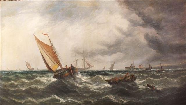 Appraisal: TH CENTURY SCHOOL - A shipping scene in choppy waters