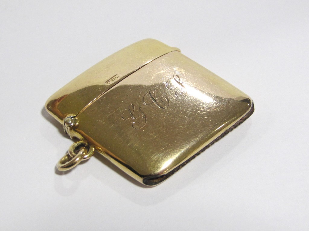 Appraisal: Nine carat gold vesta case hallmarked Birmingham approximately x mm