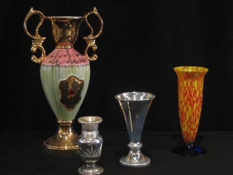 Appraisal: LOT FOUR GLASS PORCELAIN VASES