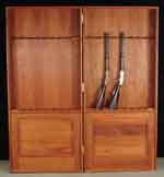 Appraisal: FOLDING SOLID CHERRY GUN CASES Large beautifully handcrafted solid cherry