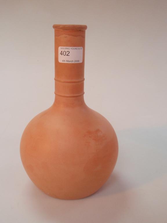 Appraisal: A Wedgwood terracotta bottle vase the elongated neck with angulated