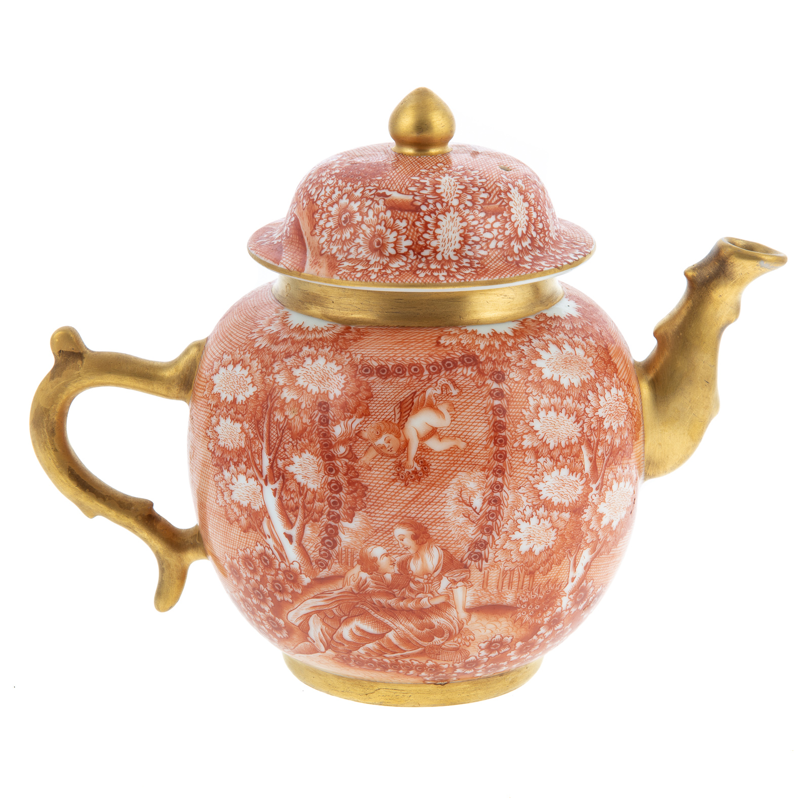 Appraisal: CHINESE EXPORT MANNER TEAPOT Having sepia European style decoration gilt