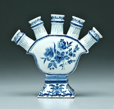 Appraisal: Delft Quintal vase five socket vase above central body with