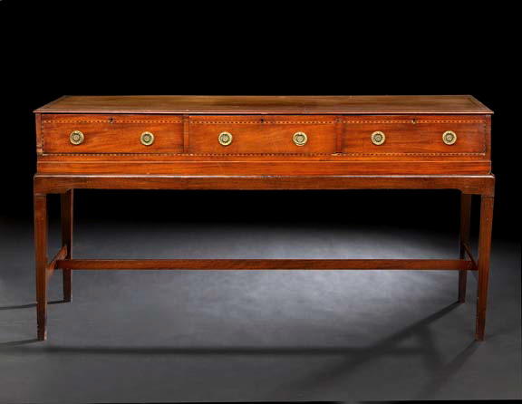 Appraisal: Edwardian Mahogany Serving Table ca and later the rectangular top