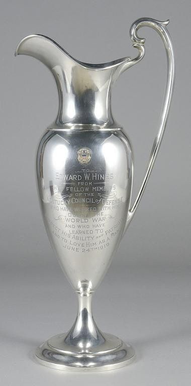 Appraisal: World War I Dominick Haff Presentation Ewer Kentucky Council of