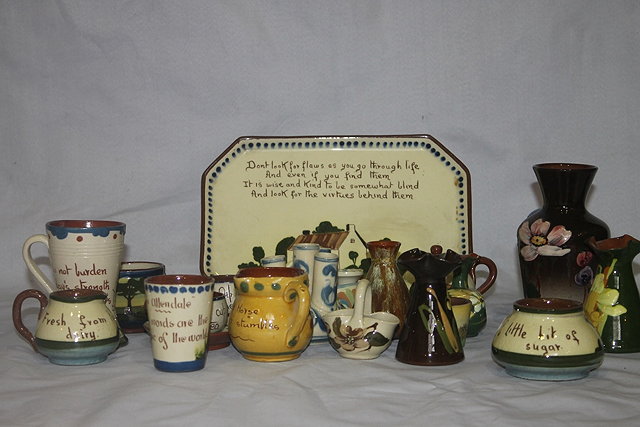 Appraisal: A COLLECTION OF VARIOUS TORQUAY POTTERY ITEMS including an inscribed