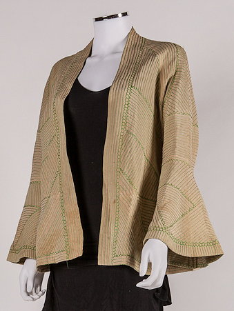 Appraisal: A Jeanne Lanvin embroidered green and cream silk jacket cream