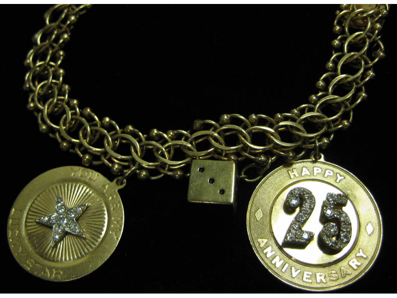 Appraisal: CHARM BRACELET k yellow gold double fancy link bracelet made