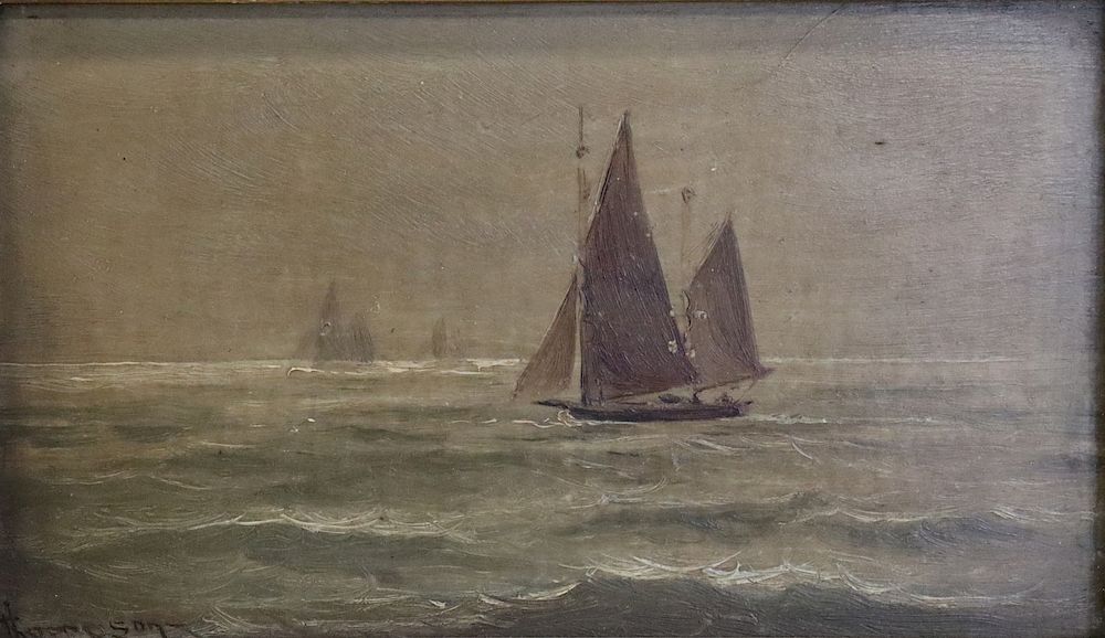 Appraisal: Thomson Signed Oil On Board Ship At Sea Signed lr