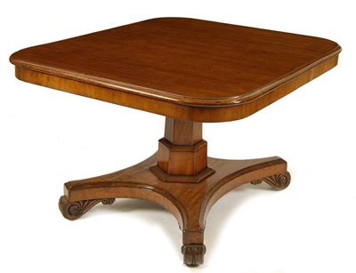 Appraisal: A mahogany breakfast table with a rectangular moulded edge tilt-top