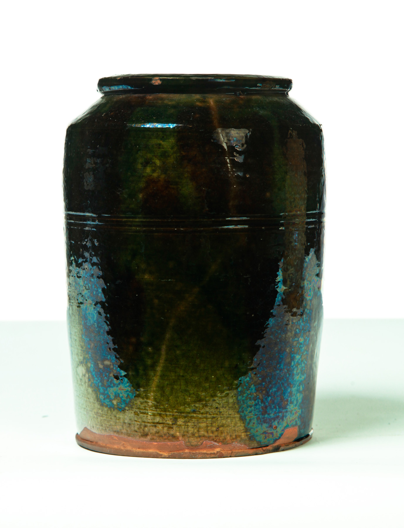 Appraisal: AMERICAN REDWARE JAR Coastal Massachusetts mid th century Dark green