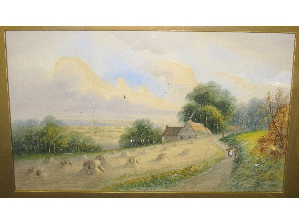 Appraisal: N D ANSELL Watercolour harvest landscape signed