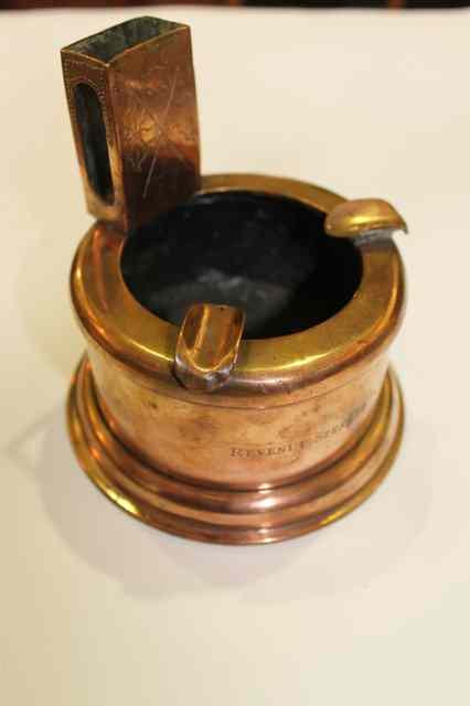 Appraisal: A COPPER ASHTRAY inscribed Revenue Steamer Chuentiao the vesta attached