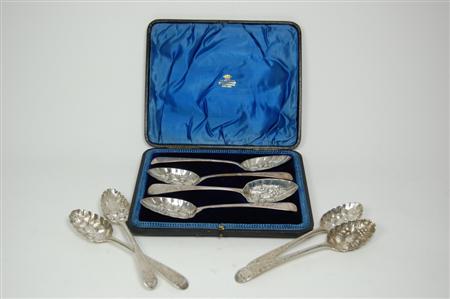 Appraisal: A set of four George III berry spoons London of