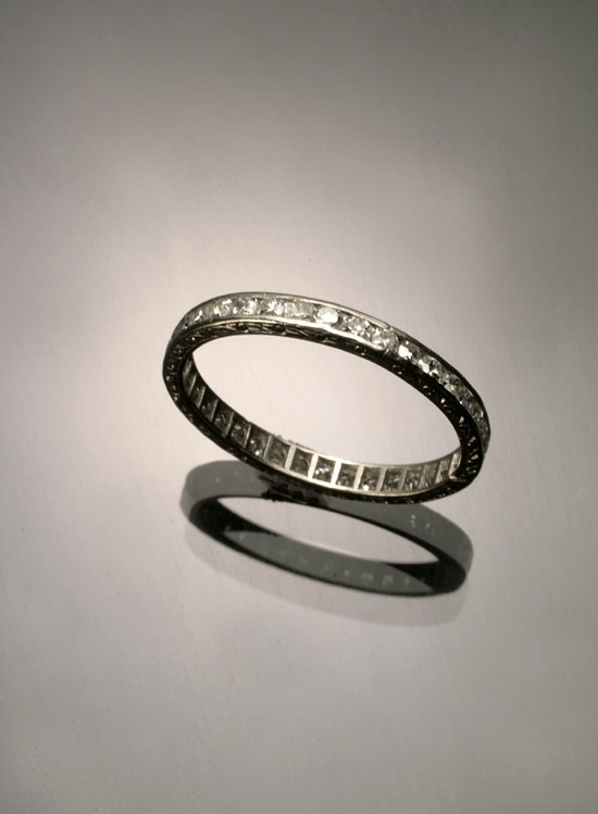 Appraisal: Art Deco Platinum and Diamond Eternity Band Circa Set with