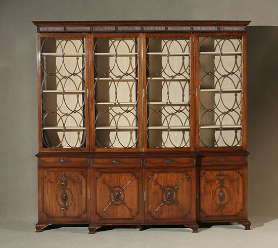 Appraisal: George III Style Mahogany Breakfront-Bookcase Circa In four parts having