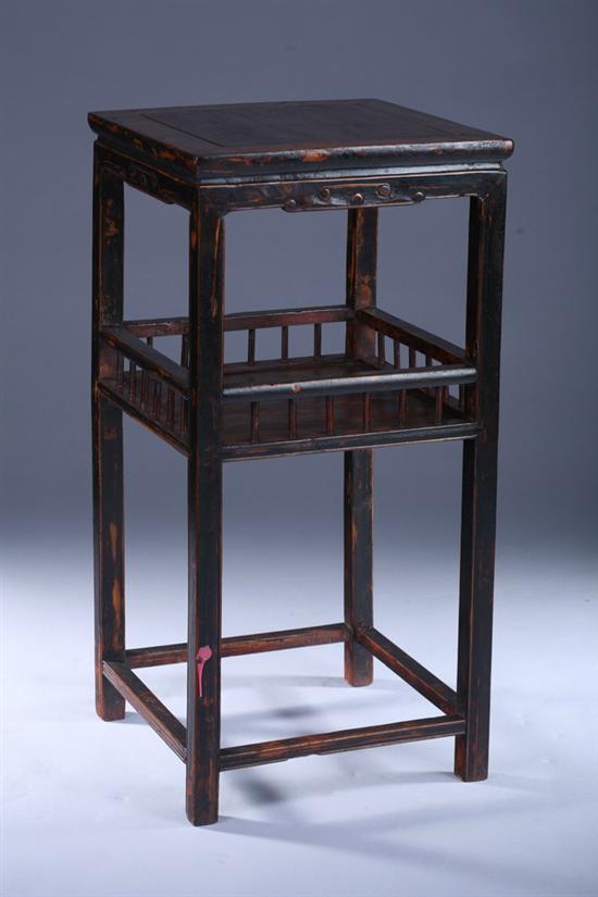 Appraisal: CHINESE ELMWOOD STAND th century Shanxi province Square top above