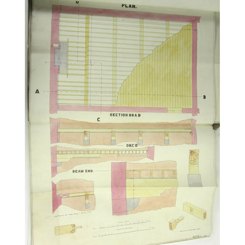 Appraisal: R I E College - Engineering drawings Folio hand-coloured architectural