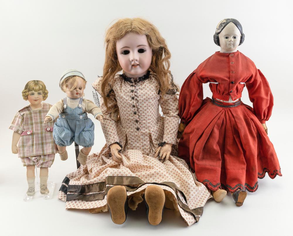 Appraisal: FIVE DOLLS LATE TH TH CENTURY HEIGHTS FROM TO FIVE