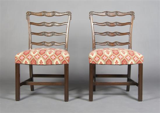 Appraisal: A Pair of Mahogany Ladder Back Side Chairs Height inches