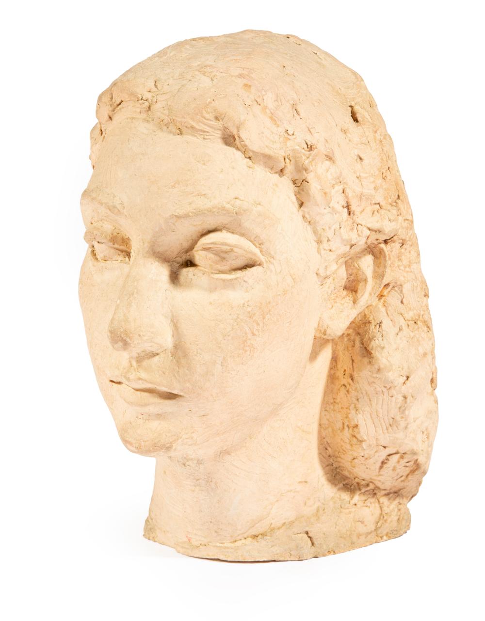 Appraisal: Bisque Pottery Head of a Maiden h in w in