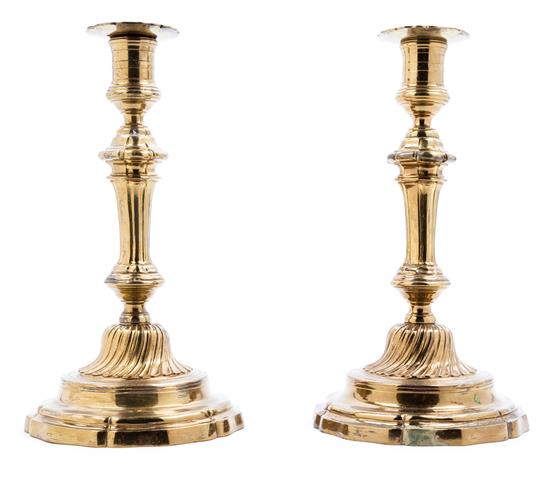 Appraisal: Sale Lot A Pair of Brass Candelabra th century each