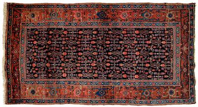 Appraisal: Bijar rug repeating geometric designs on dark blue ground sawtooth