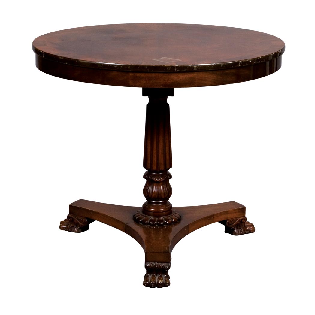 Appraisal: Victorian Banded Mahogany Center Table Height inches diameter inches