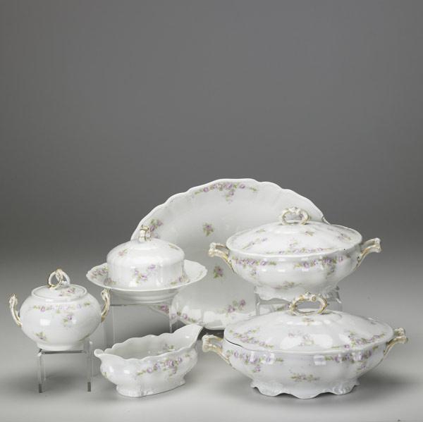 Appraisal: LIMOGES CHINA Service for twelve with pink floral transferware decoration