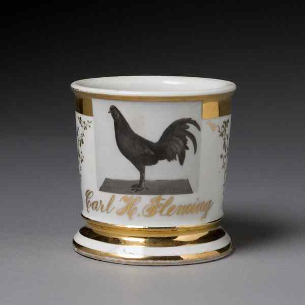 Appraisal: Game Cock Breeder's Occupational Shaving Mug Porcelain with polychrome painted