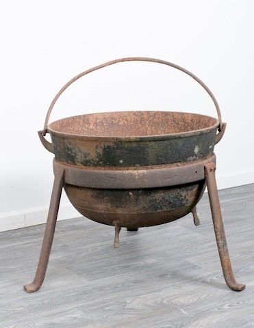 Appraisal: Cast Iron Cauldron Scalding Pot Kettle Large cast iron kettle