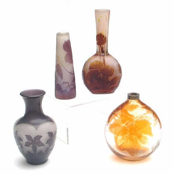 Appraisal: A group of six Gall cameo glass articles early th