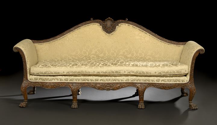 Appraisal: Irish George III-Style Mahogany Sofa mid- th century the domed