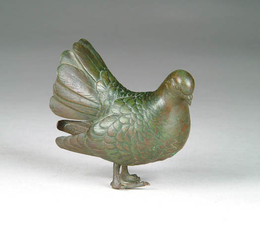 Appraisal: UNSIGNED th Century DOVE Standing small dove bronze has tail