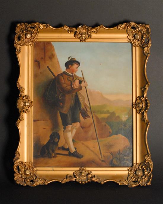 Appraisal: Unknown Artist th C Continental An Alpine Hunter with Dog