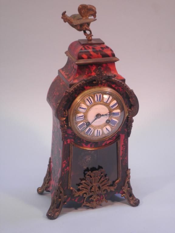 Appraisal: A thC French boulle and gilt metal mantel clock the