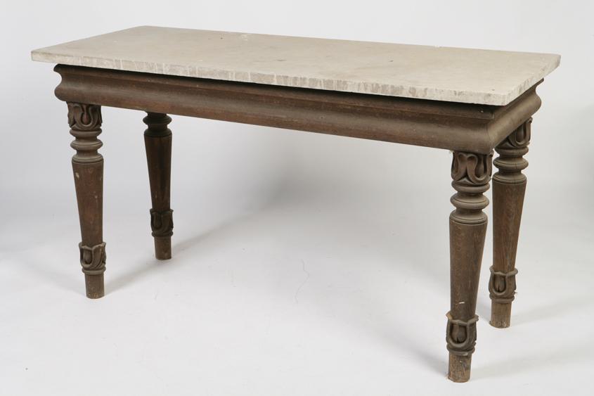 Appraisal: A REGENCY MARBLE TOPPED PIER TABLE the rectangular grey marble