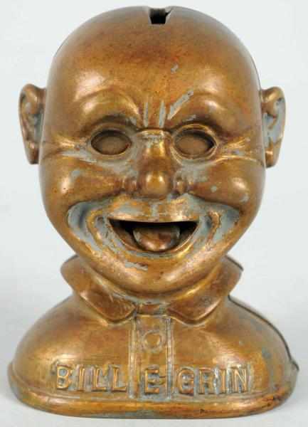 Appraisal: Bronze Bill E Grin Mechanical Bank Pattern Condition Excellent Plus