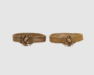 Appraisal: Pair K Tricolor Gold Bracelets Pair K Tricolor Gold Braceletsthe