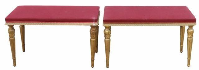 Appraisal: pair Louis XVI style giltwood ottomans th c having rectangular