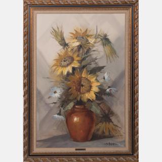 Appraisal: V Majorana th Century Sunflowers Oil on canvas V Majorana